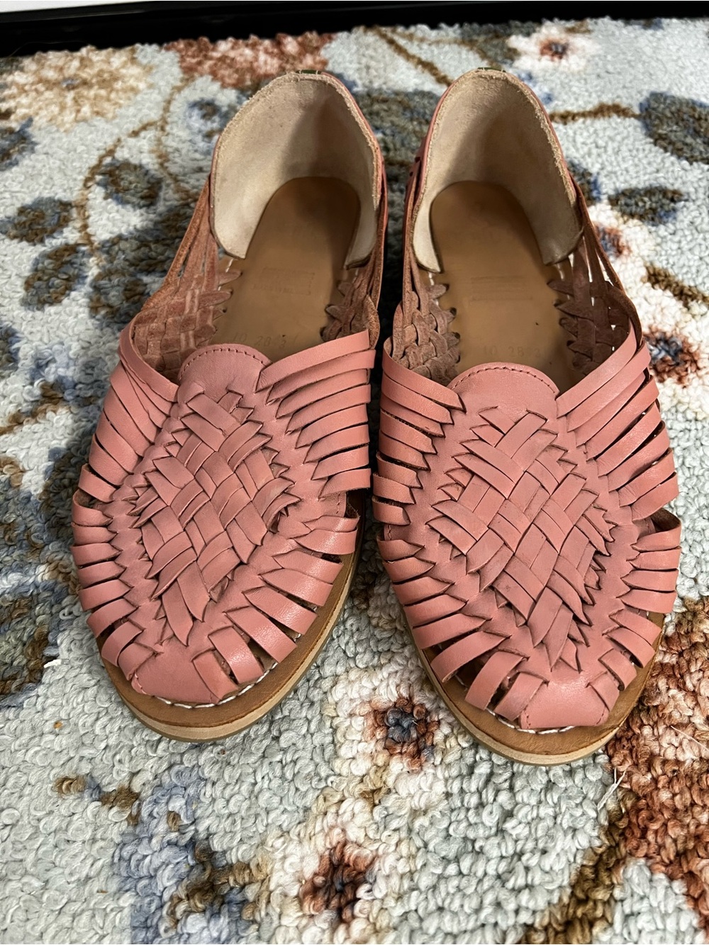 Woven Pink Leather Huarache Sandals for Women